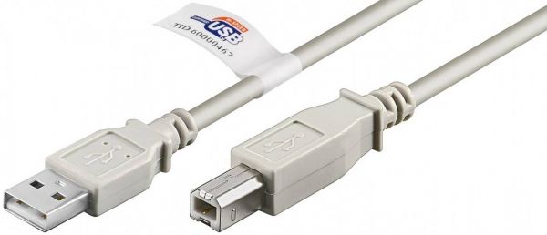 USB 2.0 Hi-Speed Kabel mit USB Zertifikat 3m, Grau
